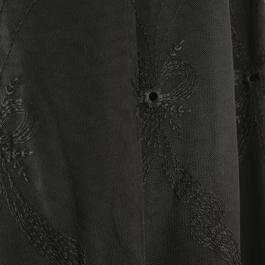 1980s Frank Usher Black Jersey and Lace Slip Dress