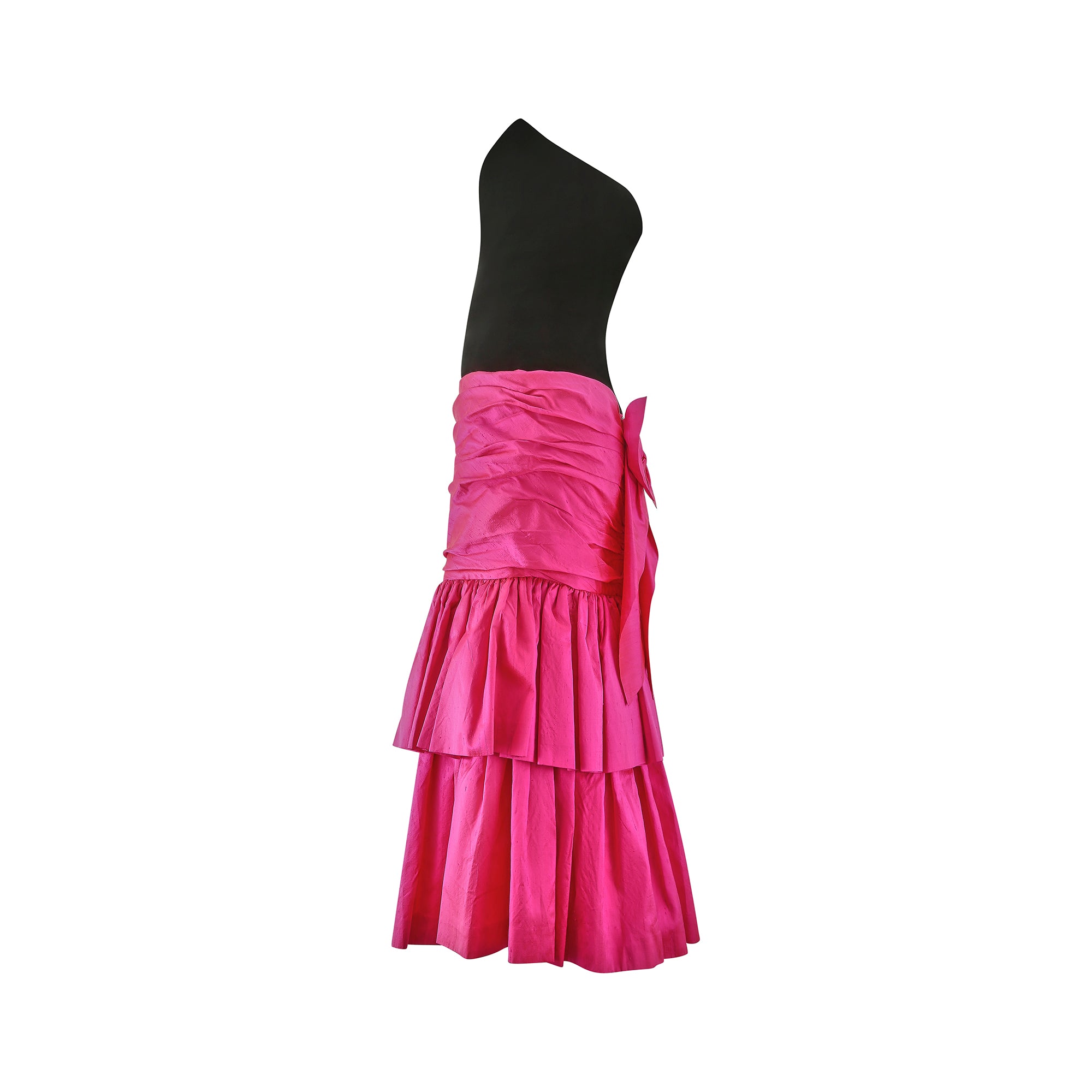 1980s Hidy Misawa Black Velvet and Hot Pink Silk Dress