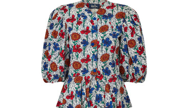 1980s Jean Muir Floral Viscose Peplum Skirt Suit