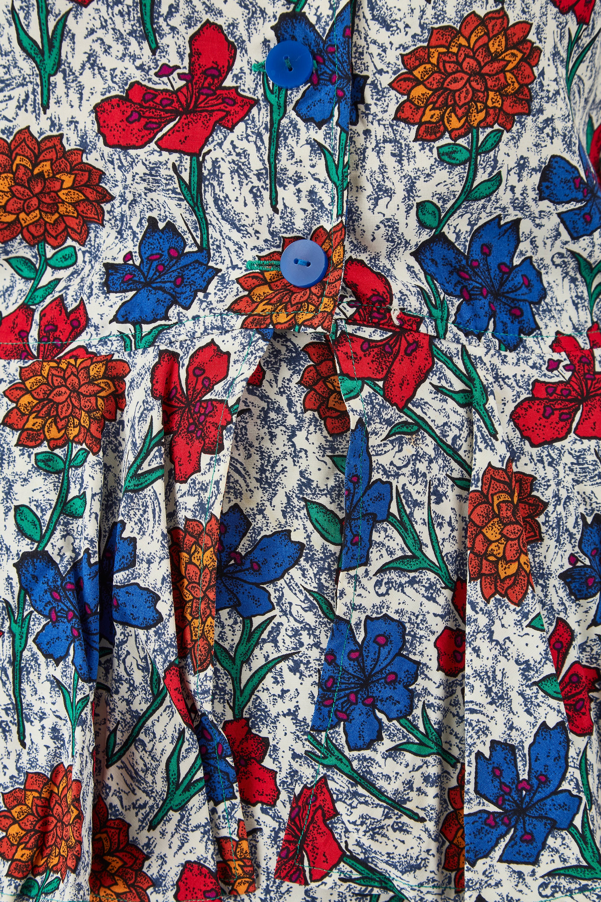 1980s Jean Muir Floral Cotton Peplum Skirt Suit