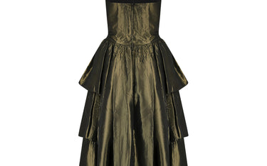 ARCHIVE - 1980s Katerina Strapless Olive Green Taffeta Dress