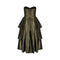 1980s Katerina Strapless Olive Green Taffeta Dress