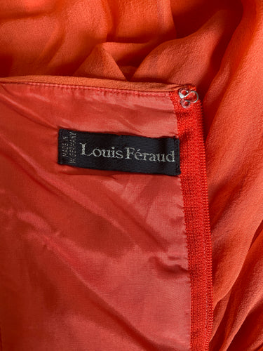 1980s Louis Feraud Orange Silk Crepe Dress