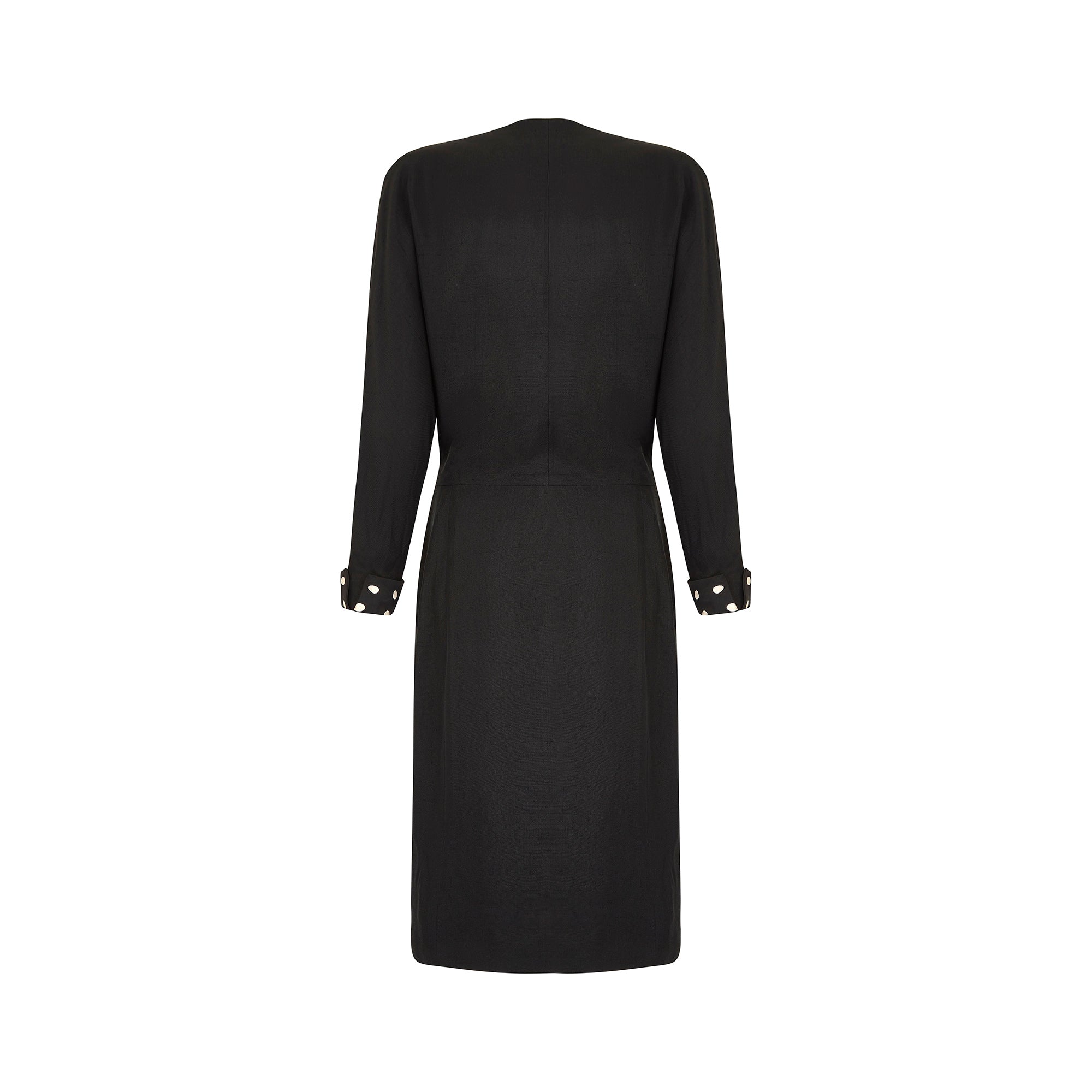 1980s Pierre Balmain Haute Couture Linen Monochrome Coat Dress
