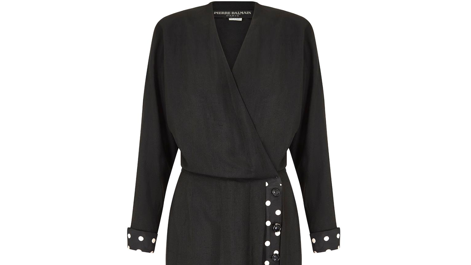 1980s Pierre Balmain Haute Couture Linen Monochrome Coat Dress
