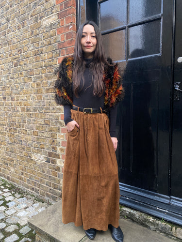 ARCHIVE - 1920s Brown and Orange Marabou Feather Stole