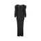 1980s Black Silk Jersey Batwing Dress with Leather Applique