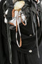 1980s Black Silk Jersey Batwing Dress with Leather Applique