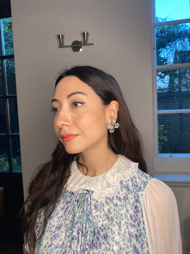 ARCHIVE - 1980s Yves Saint Laurent Large Crystal Flower Earrings