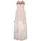 1980s Andrea Wilkin Silk Tiered Peach Strapless Maxi Dress
