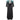 1980s Black Ruched Turquoise Sequinned Dress with Cape