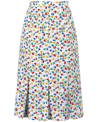 1980s Celine Primary Colours Floral Print Skirt