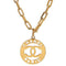 1980s Chanel Gold Tone Link Necklace with Medallion Charms