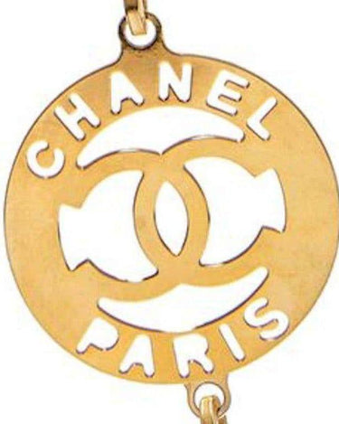 1980s Chanel Gold Tone Link Necklace with Medallion Charms