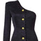 1980s Chelsea Design Co. Asymmetrical Black Jacket With Gold Buttons