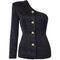 1980s Chelsea Design Co. Asymmetrical Black Jacket With Gold Buttons