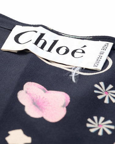 1980s Chloé Novelty Printed Silk Floral Blouse