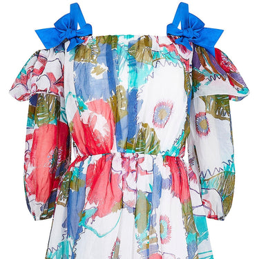 ARCHIVE - 1980s Donald Campbell Printed Floral Cotton Organdy Maxi Dress