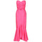1980s Frank Usher Shocking Pink Strapless Fishtail Evening Dress