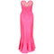 1980s Frank Usher Shocking Pink Strapless Fishtail Evening Dress