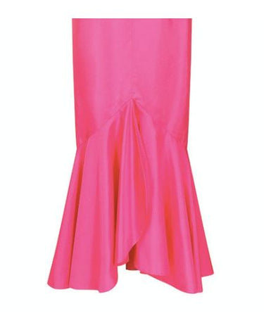 1980s Frank Usher Shocking Pink Strapless Fishtail Evening Dress