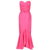 1980s Frank Usher Shocking Pink Strapless Fishtail Evening Dress