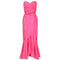 1980s Frank Usher Shocking Pink Strapless Fishtail Evening Dress