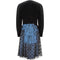 1980s Guy Laroche Blue and Black Velvet Polka Dot Dress Suit