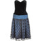 1980s Guy Laroche Blue and Black Velvet Polka Dot Dress Suit