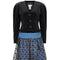 1980s Guy Laroche Blue and Black Velvet Polka Dot Dress Suit