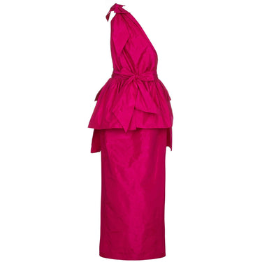 ARCHIVE: 1980s Hot Pink Lanvin One Shoulder Dress With Peplum