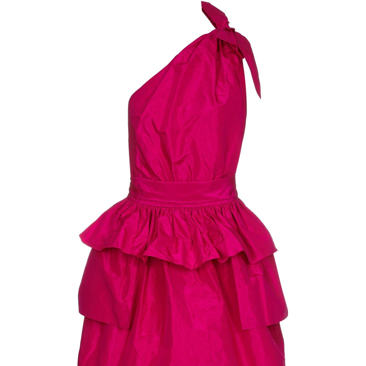 ARCHIVE: 1980s Hot Pink Lanvin One Shoulder Dress With Peplum