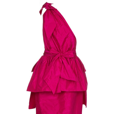 ARCHIVE: 1980s Hot Pink Lanvin One Shoulder Dress With Peplum
