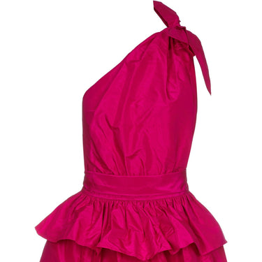 ARCHIVE: 1980s Hot Pink Lanvin One Shoulder Dress With Peplum