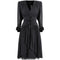 1980s Lanvin Black Silk Chiffon Pleated Dress With Bow Embellishment