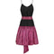 1980s Roland Klein Black Jersey and Striped Satin Dress