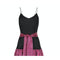 1980s Roland Klein Black Jersey and Striped Satin Dress