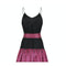 1980s Roland Klein Black Jersey and Striped Satin Dress