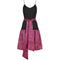 1980s Roland Klein Black Jersey and Striped Satin Dress