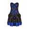 1980s Roots Blue Lace Bow Detail Cocktail Dress with Structured Bodice