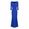 1980s Royal Blue Silk Chiffon Fishtail Evening Dress