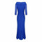 1980s Royal Blue Silk Chiffon Fishtail Evening Dress
