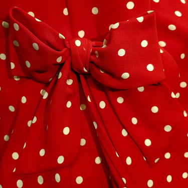 ARCHIVE - 1980s Valentino Silk Crepe Demi Couture Red Polka Dot Dress with Bow