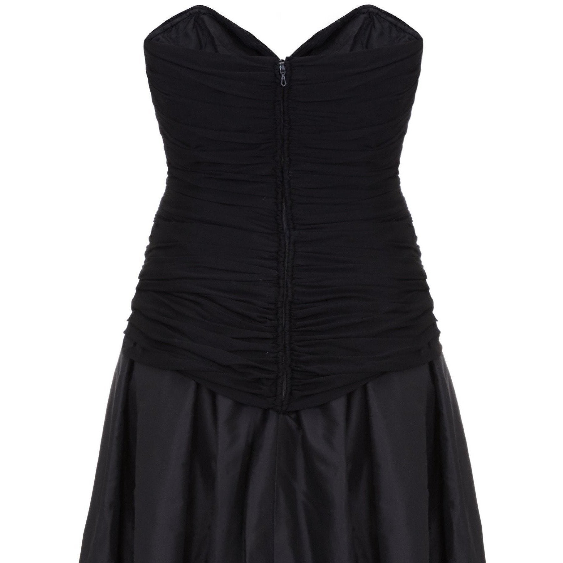 1980s Vicky Tiel Couture Strapless Black Silk Dress