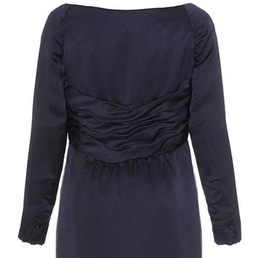 1990s Victor Edelstein Couture Navy Silk Dress