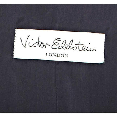 1990s Victor Edelstein Couture Navy Silk Dress