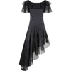 1980s Yves Saint Laurent Black Asymmetric Dress With Flamenco Style Trim