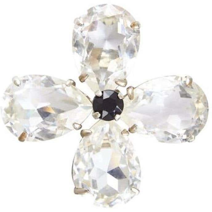 1980s Yves Saint Laurent Large Crystal Flower Earrings