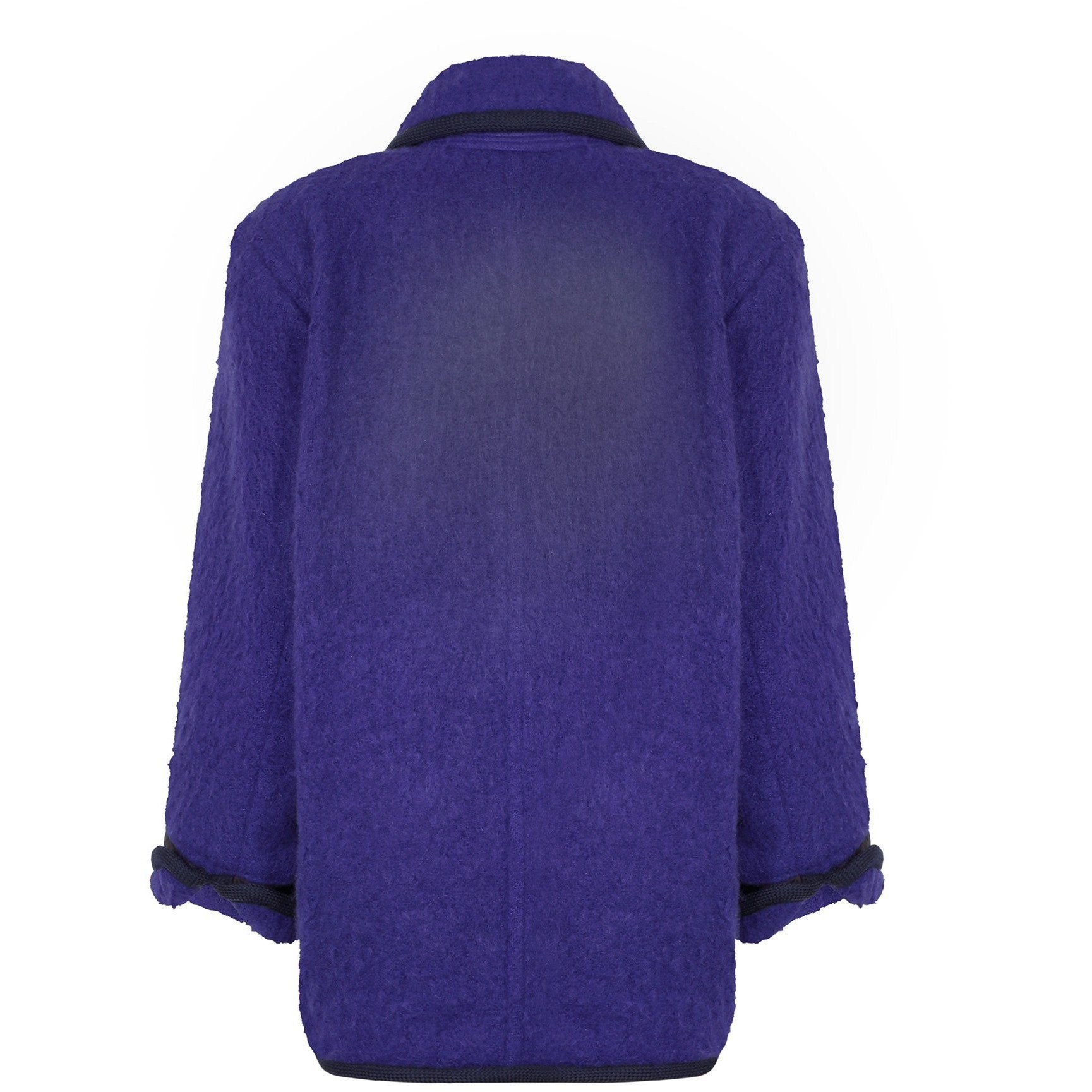 1980s Yves Saint Laurent Purple Felt Wool Black Trimmed Boyfriend Jacket