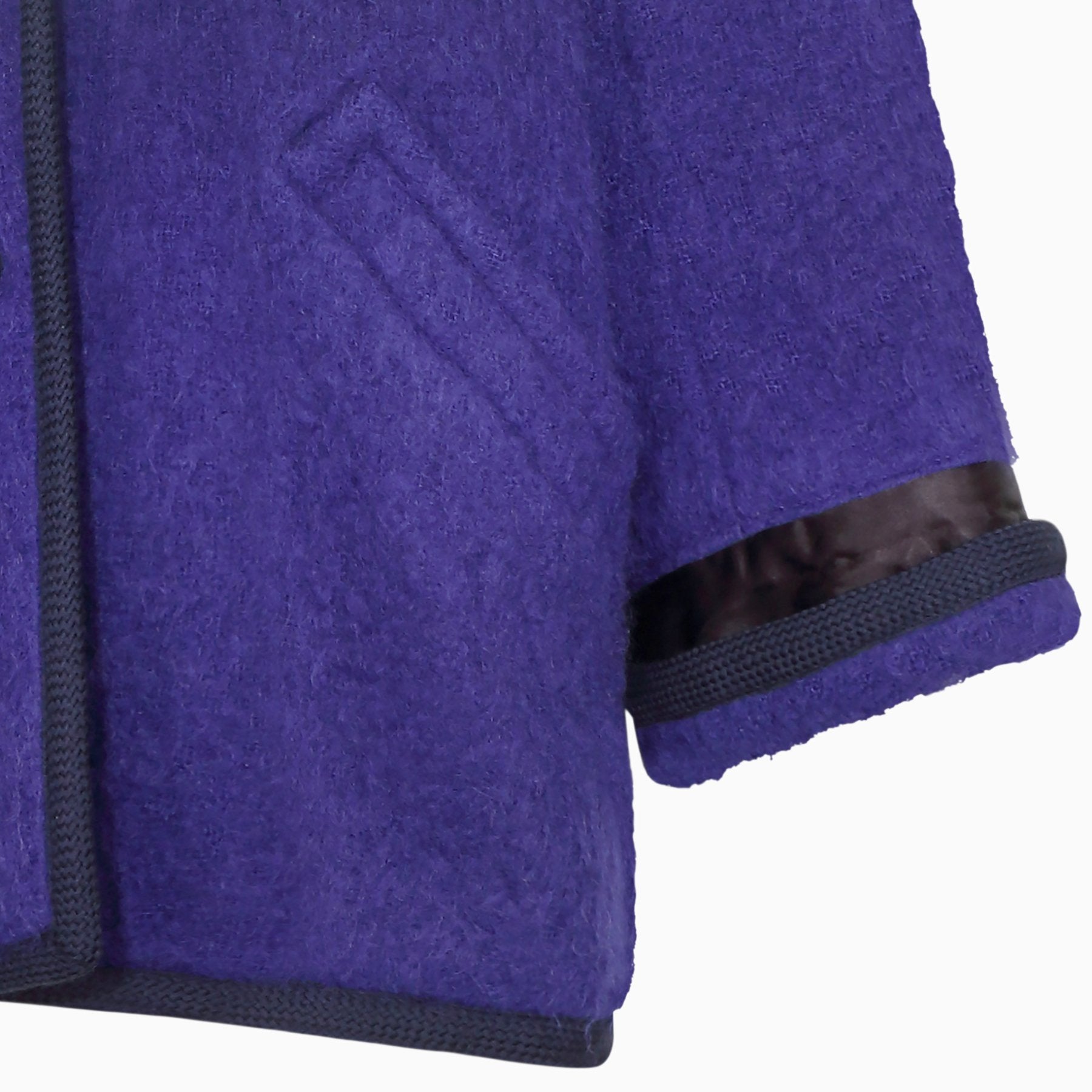 1980s Yves Saint Laurent Purple Felt Wool Black Trimmed Boyfriend Jacket